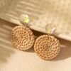 Brown Vine-made Round Woven Earrings