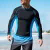 Men's Slim Fit Patchwork Long Sleeve Fashion Swimwear Set