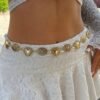 1pc Women's Vintage Golden Metal Belt with Heart and Oval Design