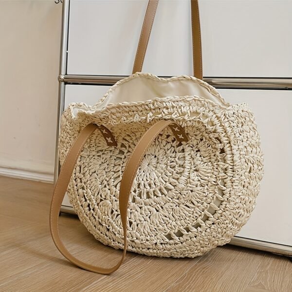 Summer Hollow Design Round Straw Bag