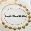 1pc Women's Vintage Golden Metal Belt with Heart and Oval Design