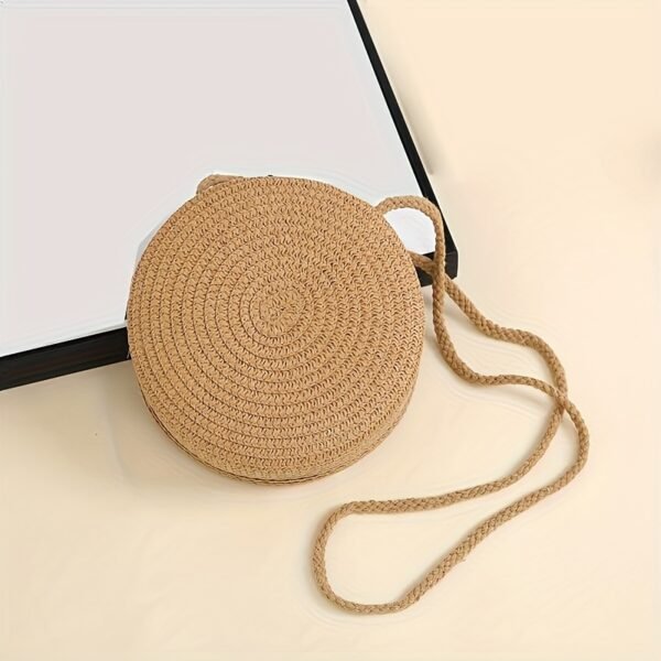 Boho Straw Round Crossbody Mini Woven Beach Bag