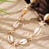 Bohemian Style Braided Cord Sea Star and Shell Decorative Summer Beach Necklace