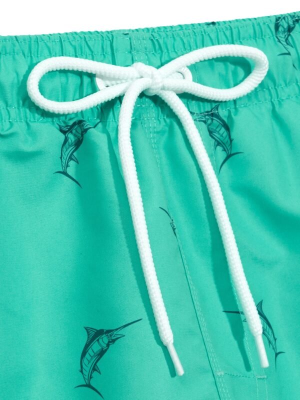 Men's Quick-Dry Swim Trunks with Dolphin Print - Drawstring Waist