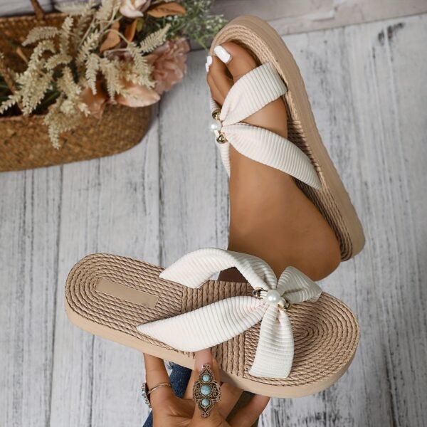 Luxe Beige Chain Slides Jewelry-Inspired Flat Slippers