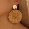Brown Vine-made Round Woven Earrings