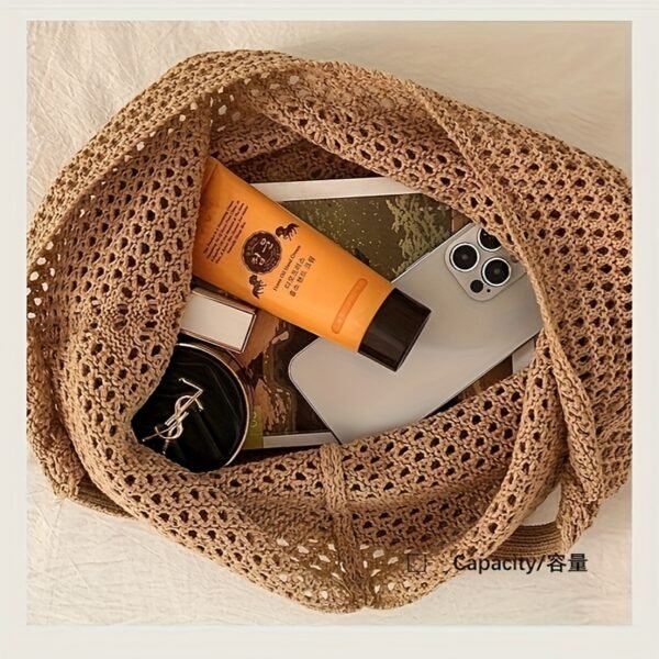Coastal Crochet Beach Tote Soft Knit Summer Carry Bag