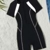 European And American Summer Popular Competition Bodysuit with Color-Blocking And Front Zipper for Women'S Beach Sports Swimsuit