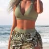Fashion Women'S Bikini Set with Leaf Print
