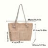 Summer Woven Large Capacity Straw Shoulder Bag Handamde Top Handle Tote Bag with Small Purse