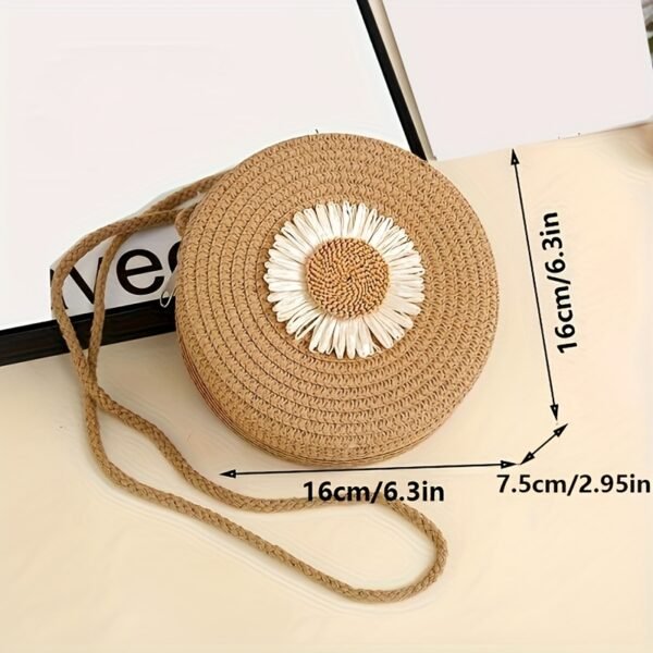 Boho Straw Round Crossbody Mini Woven Beach Bag