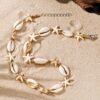 Bohemian Style Braided Cord Sea Star and Shell Decorative Summer Beach Necklace