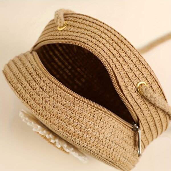 Boho Straw Round Crossbody Mini Woven Beach Bag