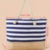 Large Capacity Striped Pattern Women'S Beach Tote Bag with Comfortable Handles