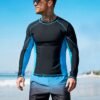 Men's Slim Fit Patchwork Long Sleeve Fashion Swimwear Set