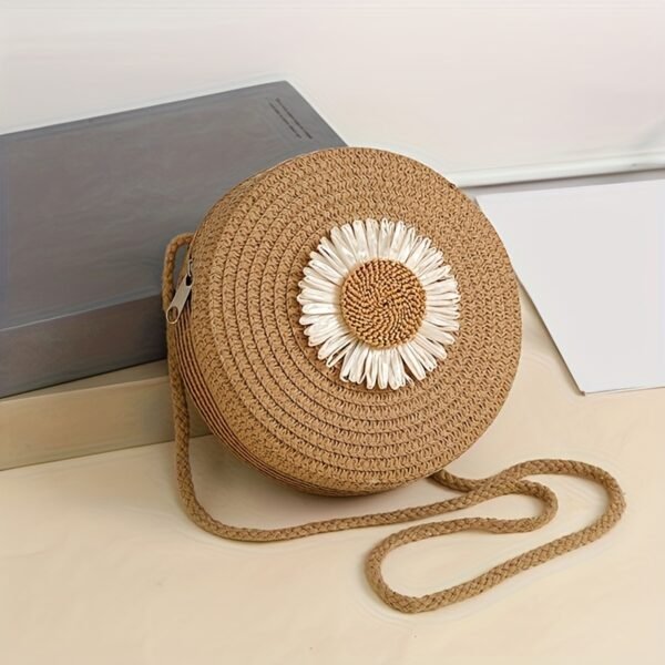 Boho Straw Round Crossbody Mini Woven Beach Bag